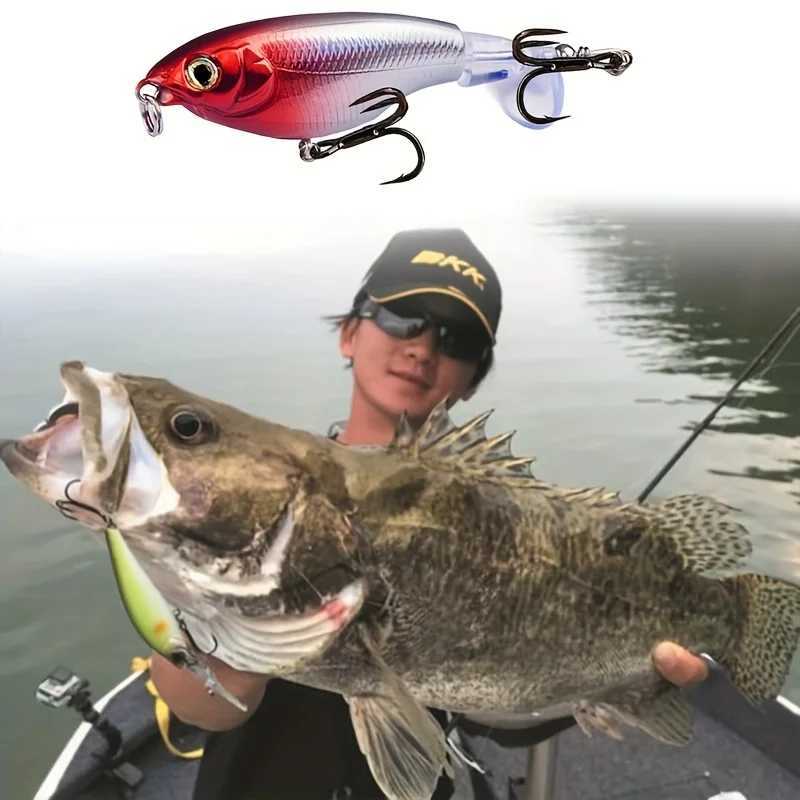 5pcs 3D Topwater Fishing Lure 6g/11g Whopper Popper Bait Artificial Hard Plopper Soft Rotating Tail Fishing TackXJ241128