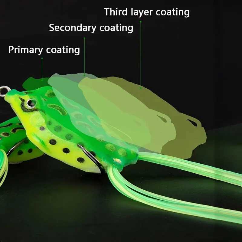 Frog Lures 2pcs Soft Tube Bait Plastic Fishing Lure With Hooks Top Water Soft 3D Eyes Artificial Wild Hanging Fishing Bait ToolXJ241128