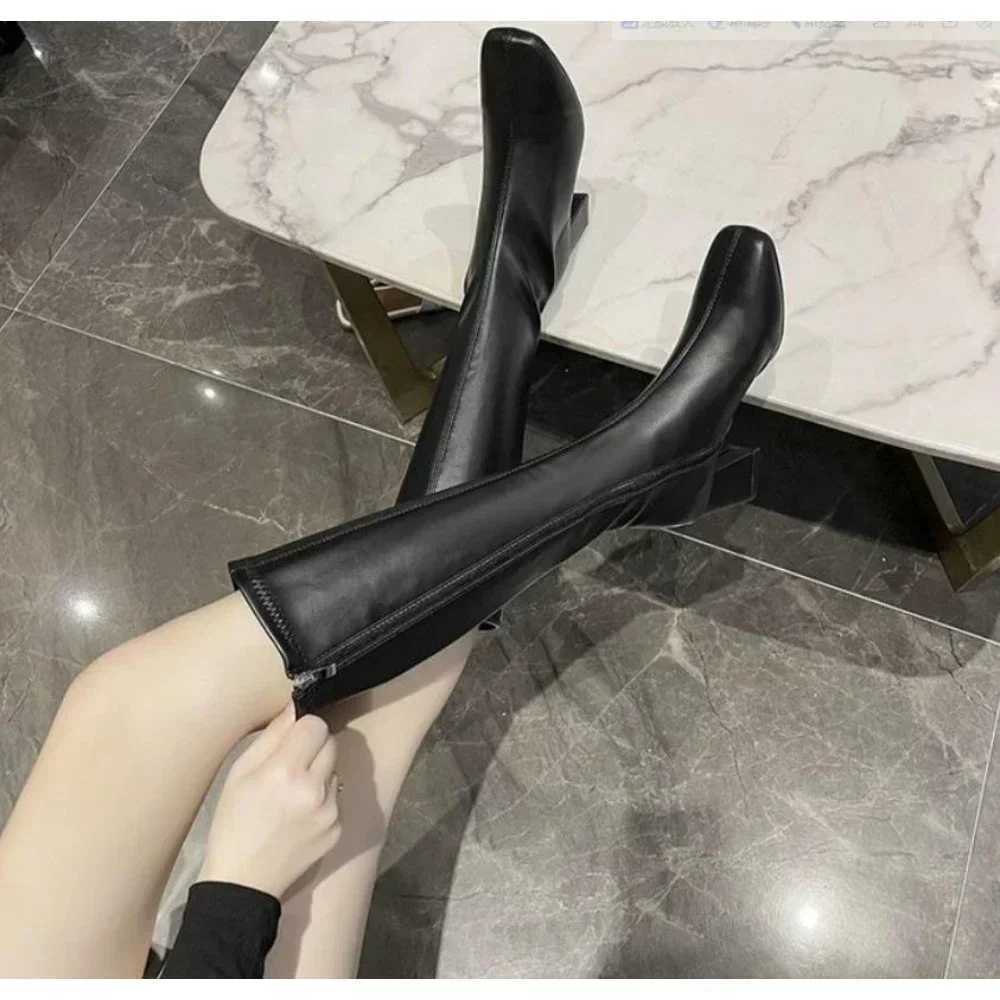 High Quality Warm Knee High Boots Fem Leather Knight Boots Womens High H White Autumn Shoes Warm T241206