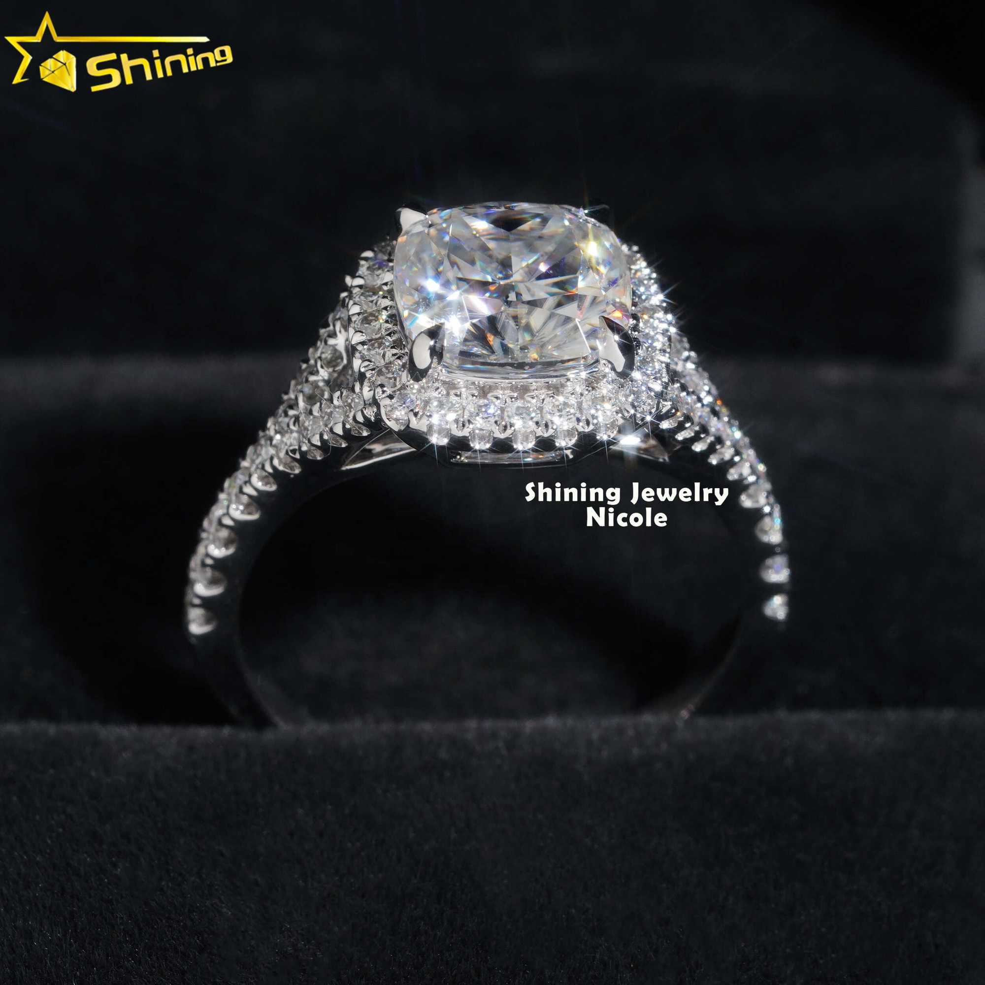 High Quality D VVS Diamond Cushion Cut 2.5ct 18k Solid Gold Women Moissanite Engagement Ring