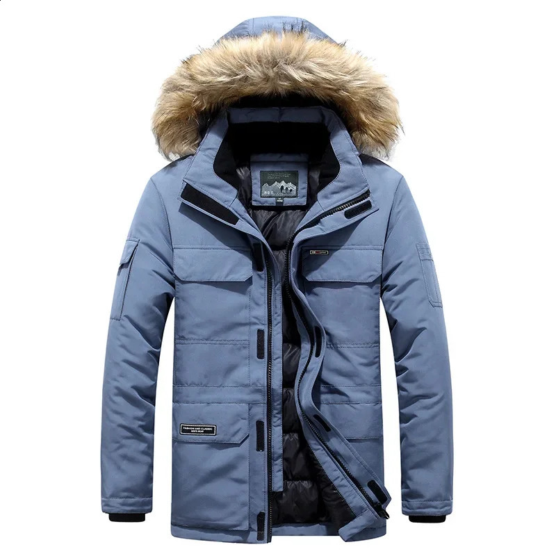 Male Keep Warm Fur Collar White Duck Down Winter Jacket 30 Degree Parkas Men Windproof Hooded Thicken Multipocket Coat 241205Z