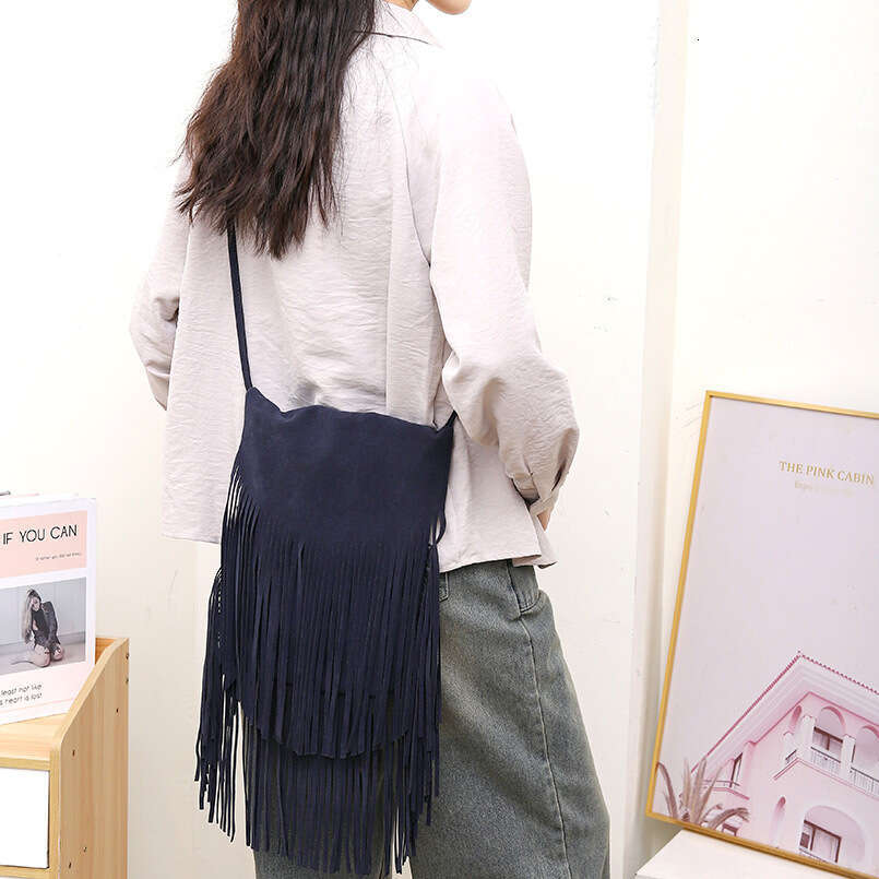 Niche tassel double-sided velvet 2025 autumn and winter casual fashion single shoulder crossbody women's bag