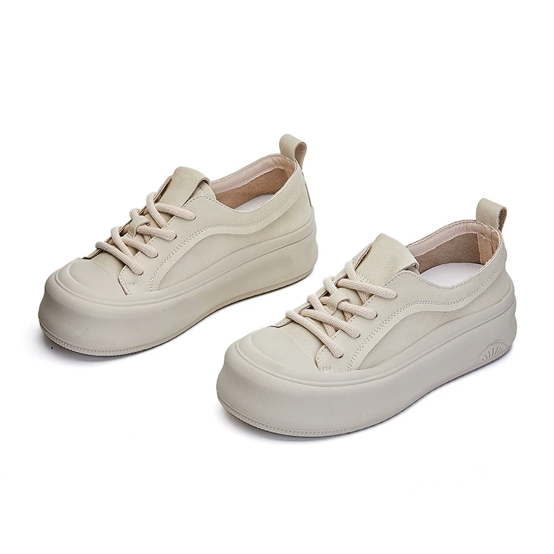 AIYUQI Women Sneakers Shoes Genuine Leather Casual Shoes for Women Platform Lace-up Retro Sneakers Women