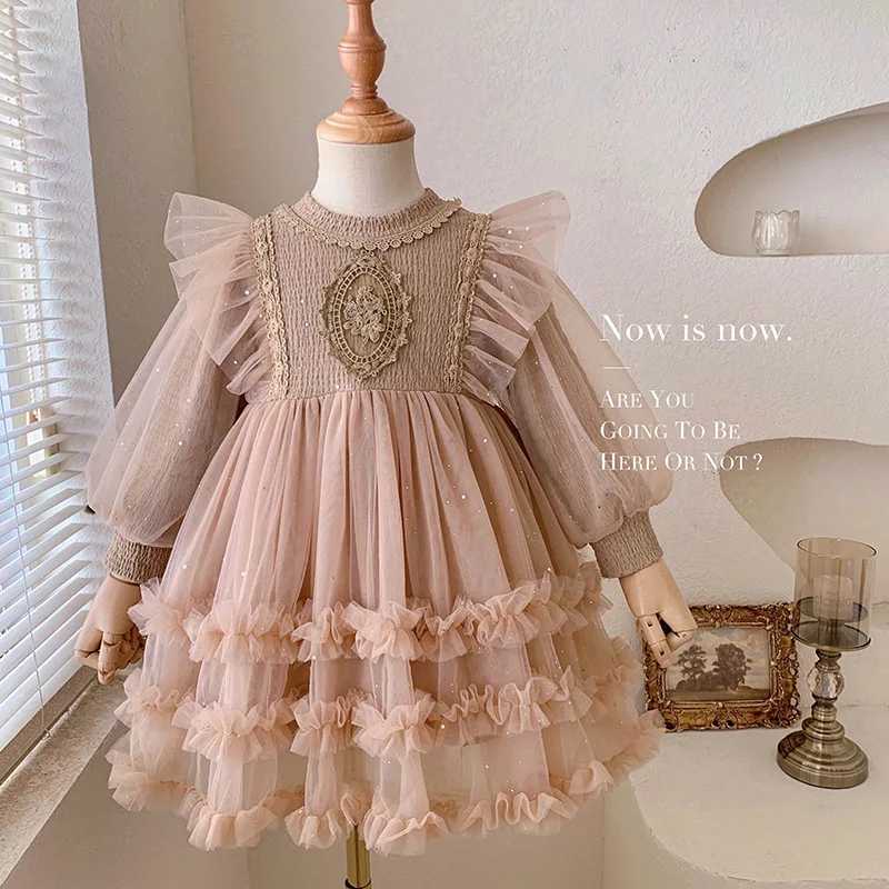 Mesh Dress New Korean Western Sle Fashion Skirt Baby Girls Toddlers Autumn ClothingXJ241206