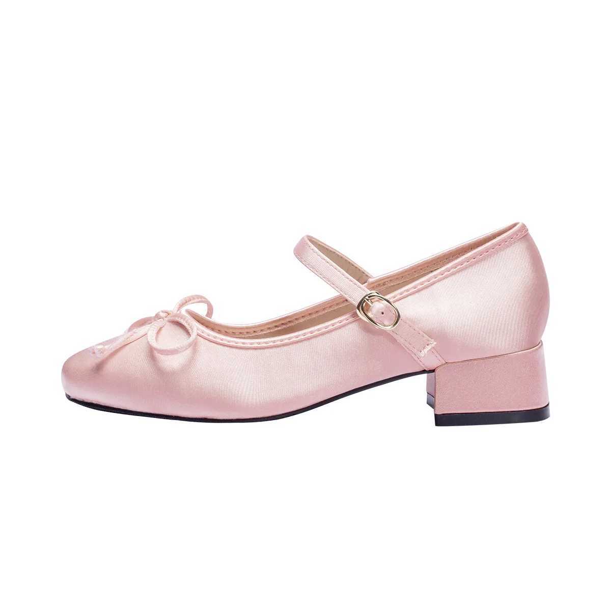 Med High H Bow Ballet Performer Wan Silk Buckle Pump Dance Ball Shoes Bridal Wedding Mary Janes Traf Taces Y241205