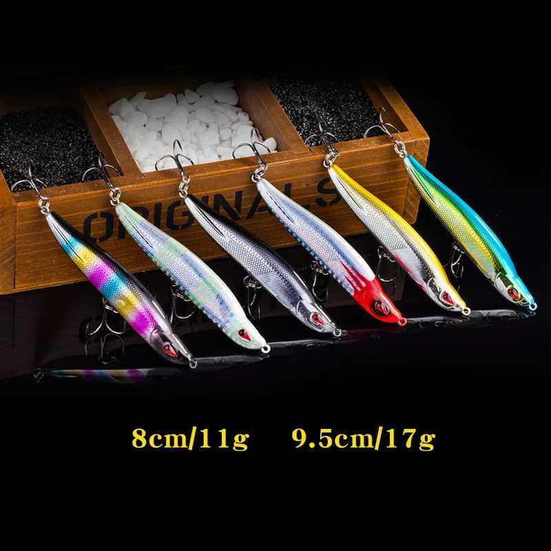 1PCS Sinking Pencil Wobbrs Pike Hard Lures 8cm/9.5cm Fishing Minnow Artificial Baits with Treb Hook Swim Crankbaits TackXJ241128