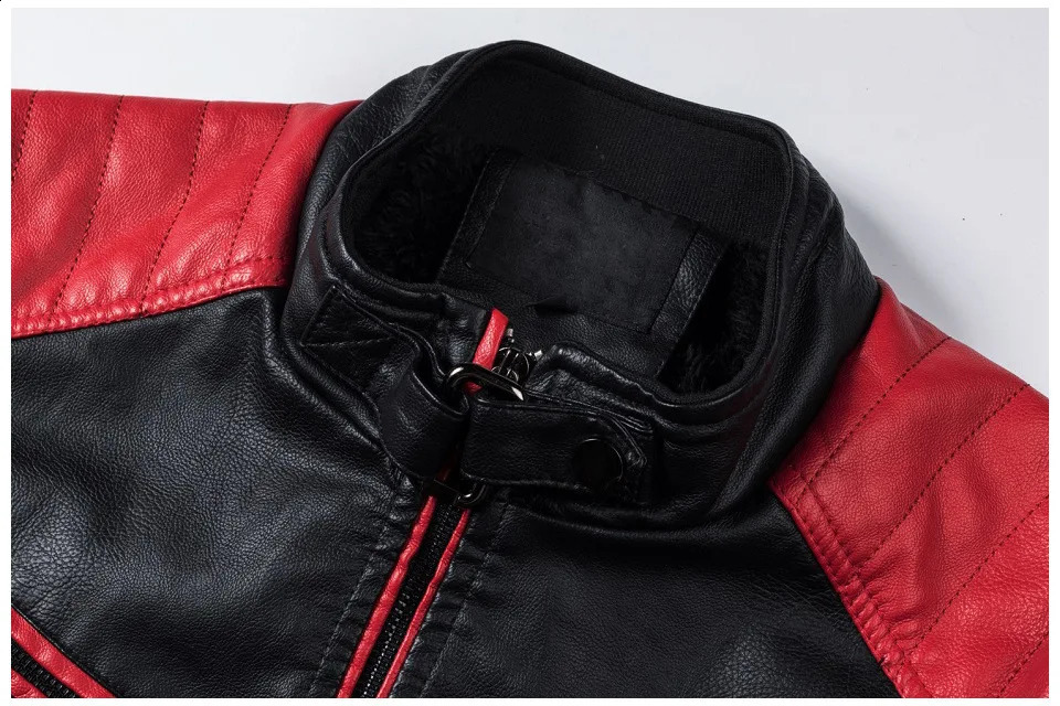 Autumn and winter men fashion stand collar soft pu patchwork motorcycle style faux leather casual jacket 241202
