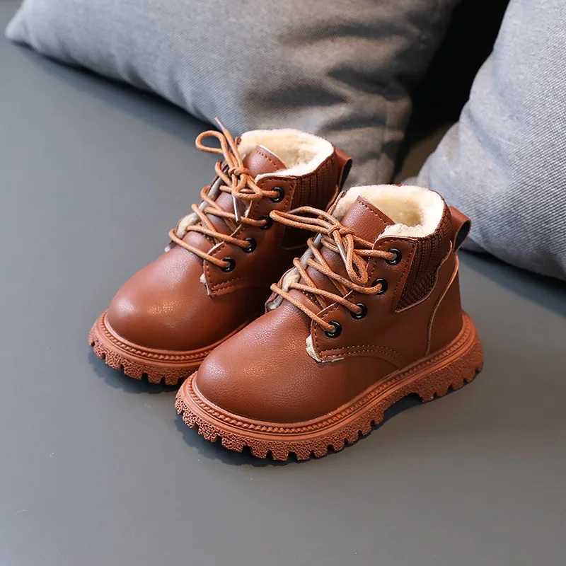 2024 New Sle Childrens Snow Boots Girls Boys Plush Short Boots Casual Warm Ankle Shoes Kids Fashion Sneakers for Kids F07195XJ241206