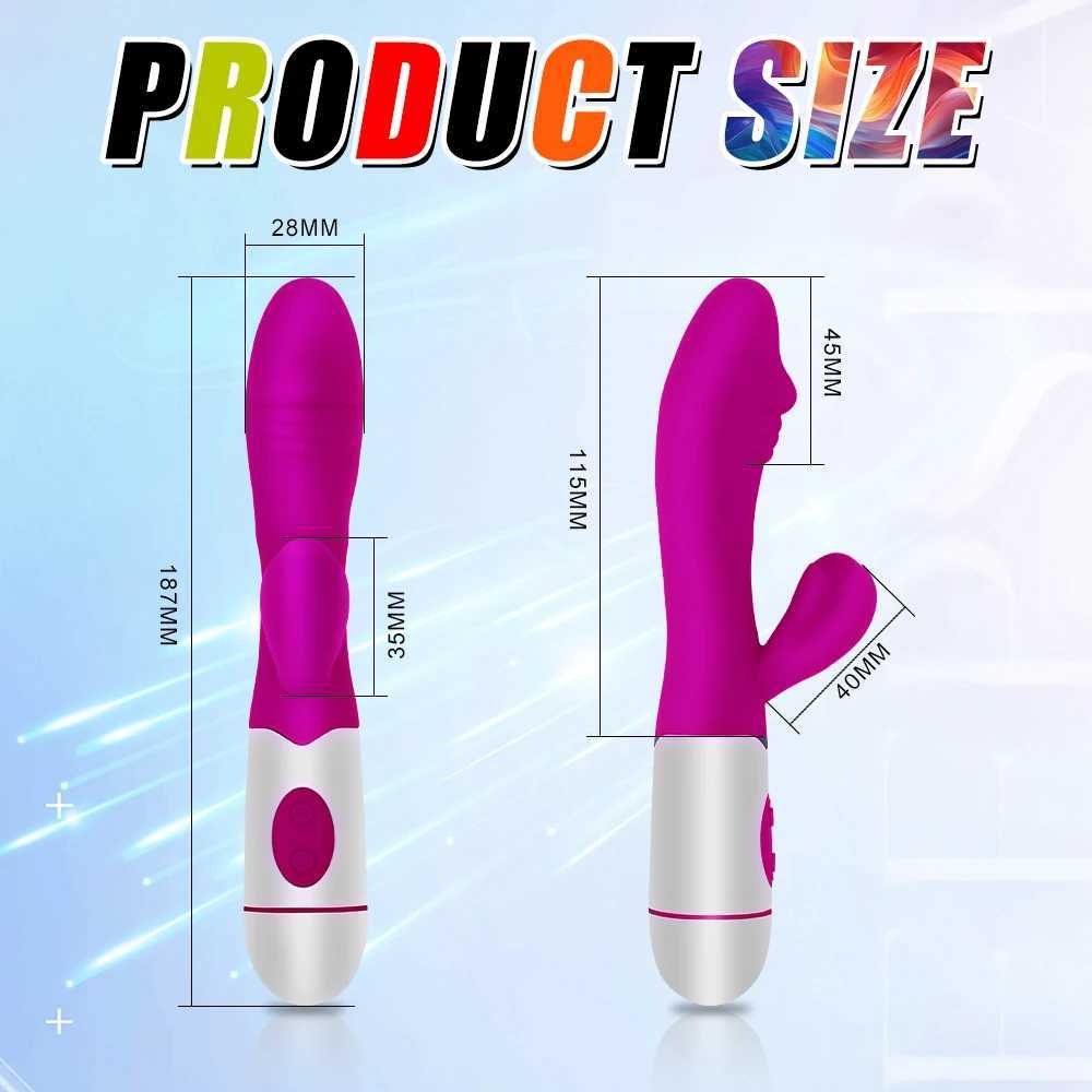 Strong G Spot Dildo Rabbit Vibrator Soft Silicone Pussy Massager Rechargeable Vagina Clitoris Stimulator Adult Sex Toy for WomanXJ241206