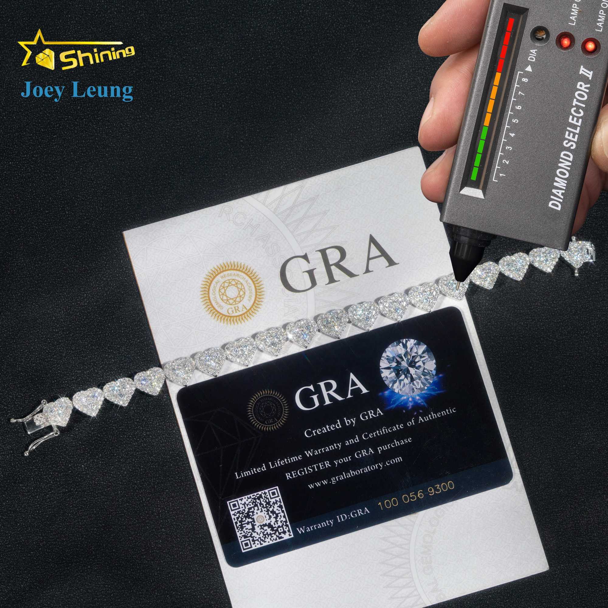 Custom Heart Design Solid Silver 925 Hip Hop Iced Cuban Link Bracelet 8mm VVS Moissanite Diamond Womens Fine Jewelry Necklace