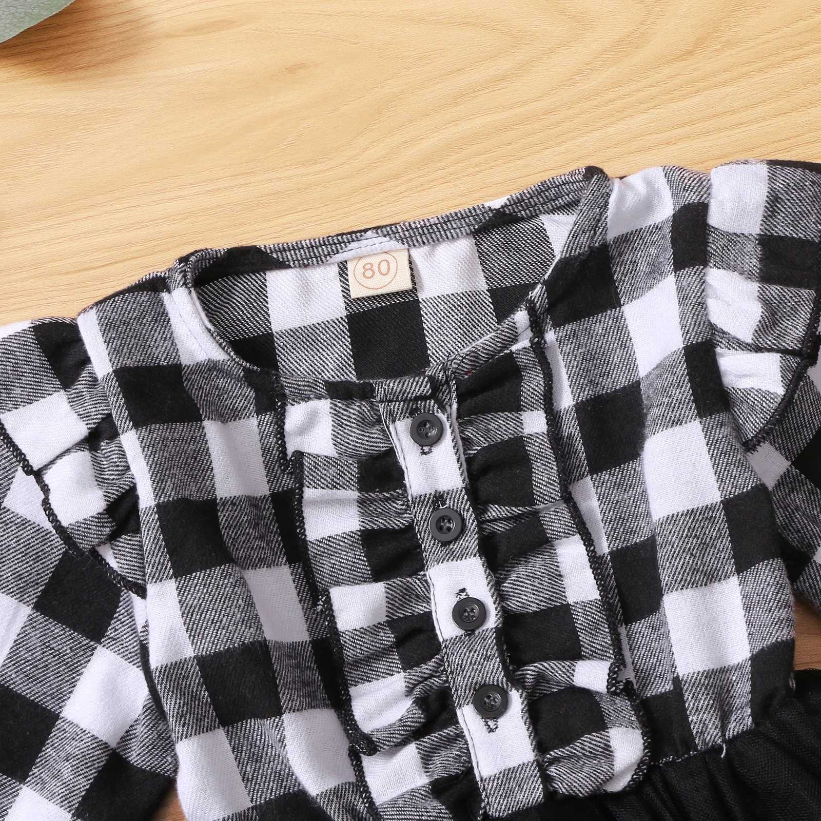 Little Girl Fall Outfits Toddler Kids Baby Plaid Dress Long Sleeve Belted Botton Down Shirts Dresses InfantXJ241206