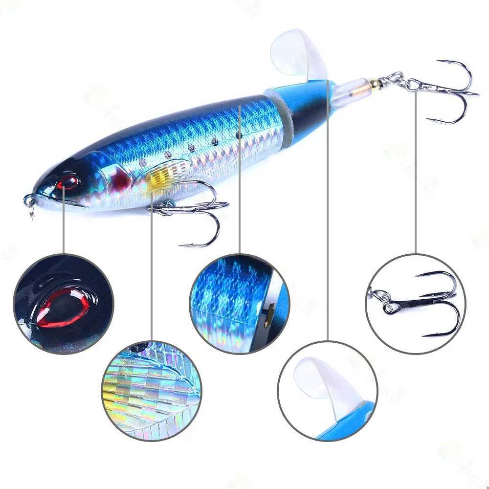 11cm/14cm Topwater Fishing Lures Whopper Popper Artificial Baits Hard Plopper Soft Rotating Tail Fishing Tack Fishing BaitXJ241128