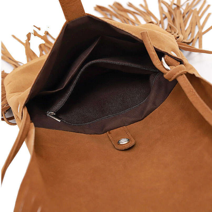 Niche tassel double-sided velvet 2025 autumn and winter casual fashion single shoulder crossbody women's bag