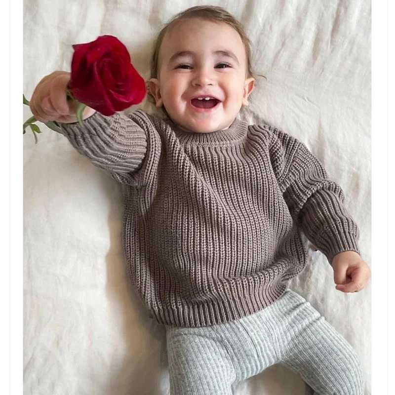 Cardigan Autumn baby sweater Winter children boys and girls long sleeved solid color knitted Baby bo Q241205
