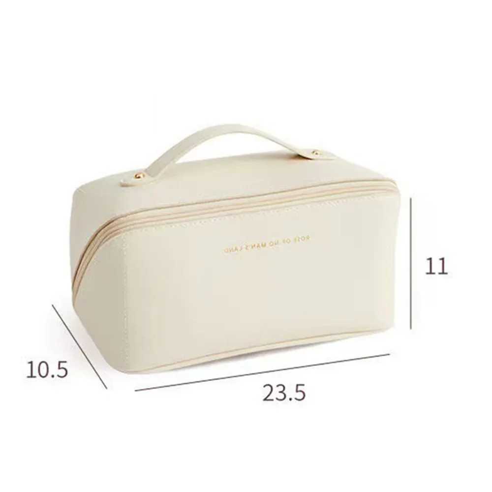 Large Travel Cosmetic Bag for Women Leather Makeup Organizer Female Toiletry Kit Bags Make Up Case Storage Pouch Luxury Lady BoxXJ241206