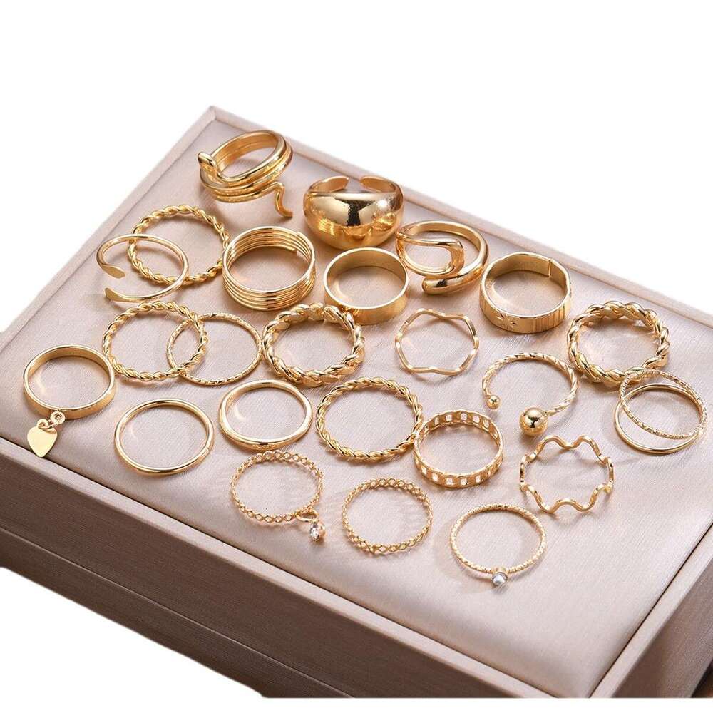 New Style Snake Fried Dough Twists Geometric Ring Set 24 Piece Women's Fashion Premium Necklace Handwear