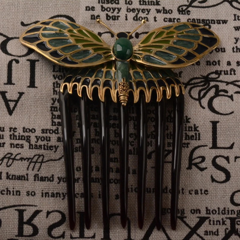 Titanic Movie Rose Butterfly Hairpin Vintage Copper Haircomb Collection Turquoise Jewelry Role Playing Jewelry Props Gifts 241205