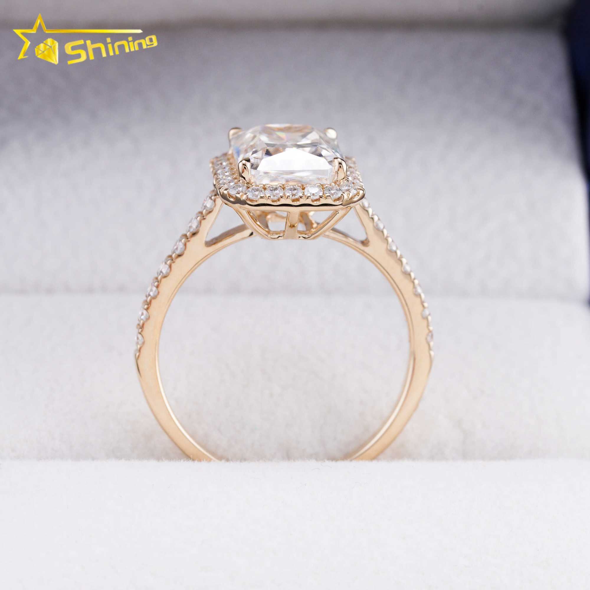 Top Quality 14k Gold 3ct Radiant Cut D Color VVS Moissanite Diamond Engagement Ring for Women