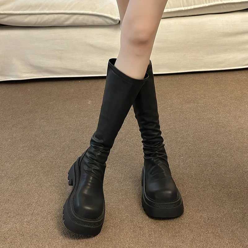 High Quality New platform warm knee high boots Fi back zipper knight Lg boots autumn winter Fem thick boots T241206