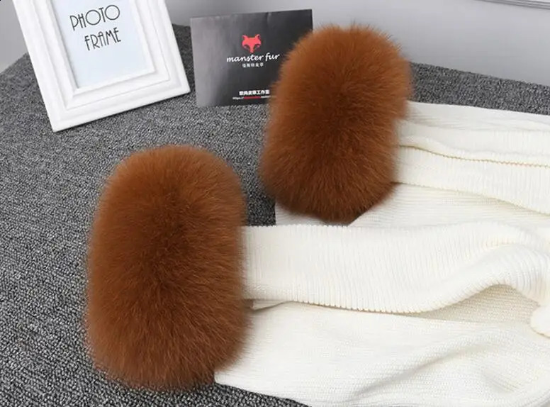 Womens Winter Coat 100% Genuine Fox Fur Sleeve Womens Winter Coat Full piece Fox Fur Sleeve Fur Glove 241206