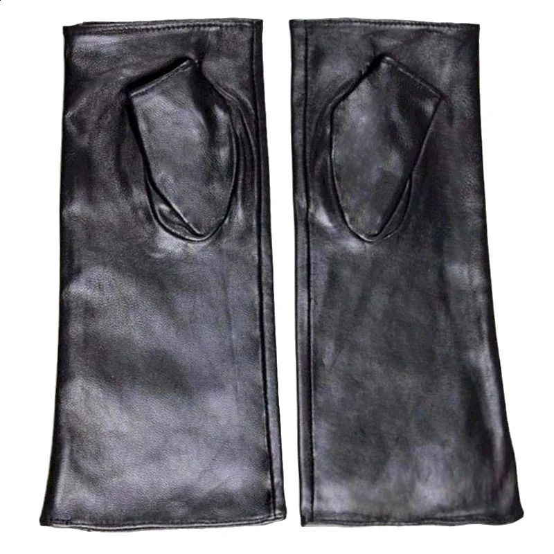 Long sheepskin half finger gloves womens leather car driving mens outdoor motorcycle no finger sun protection 241206
