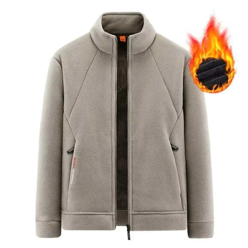 Brand Men Fleece Jacket New Arrival Outdoor Solid Color Mens Winter Jacket Coat Male Black Spring OutwearXJ241206