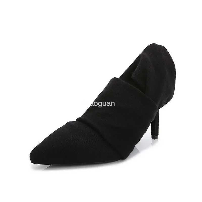 High Quality Previous article Previous article Knitted spring and autumn sliding knee boots polka dot toes casual dress shoes sock boots Fi knee boots