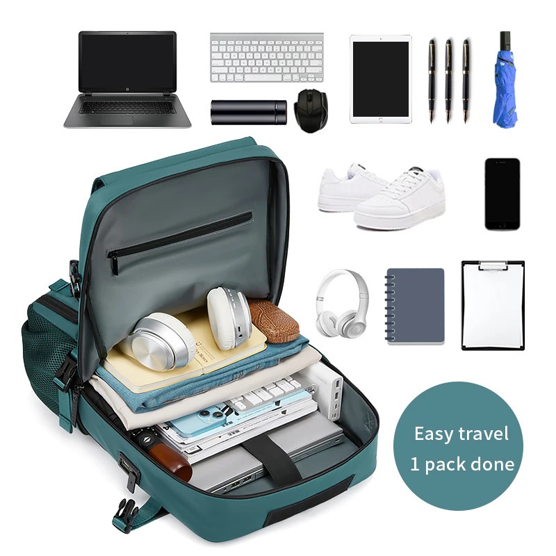 Woman travel backpackwaterproof 16 inch Business Laptop Backpack with Shoe Bag Hidden USB charging port Hiking camping backpack 241206