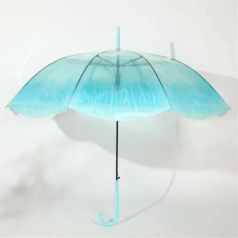 New Arrival Unique Beach Parasol Portable New Handheld Jellyfish Authentic Umbrella Plastic Neutral Raincoat Transparent Gradient Z241206