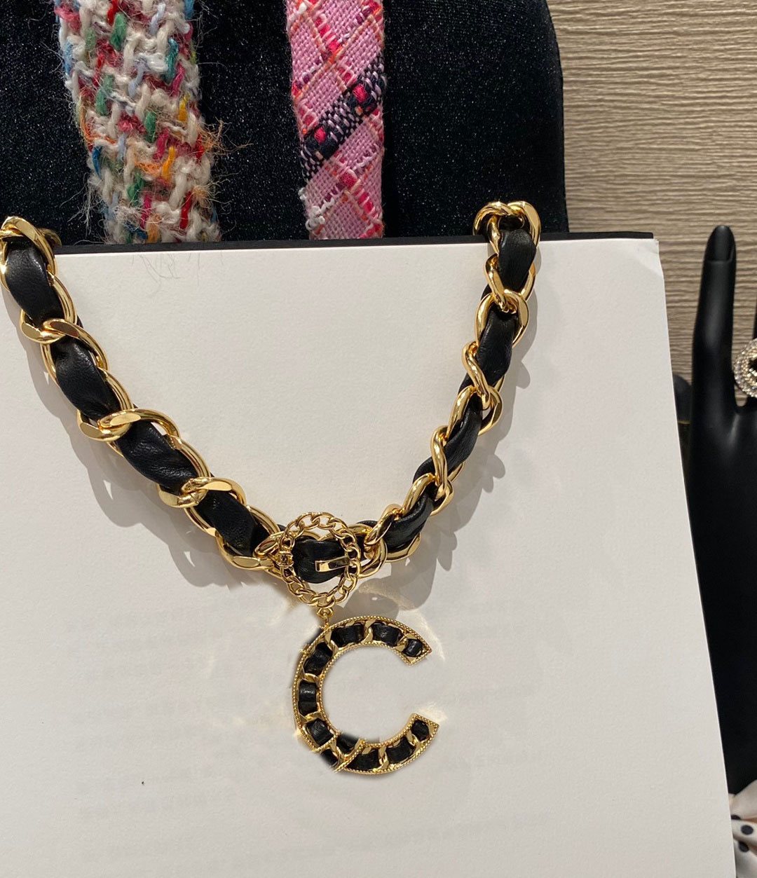2025 Luxury quality charm Choker pendant necklace with black genuine leather in 18k gold plated have stamp box PS6822