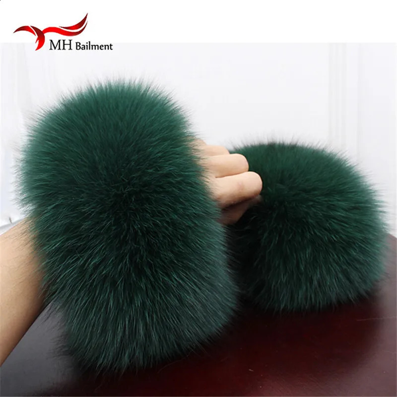 High quality fox fur cuffs selling warm wristband genuine fox fur cuffs arm warm womens bracelet real fur wristband gloves X#1 241206