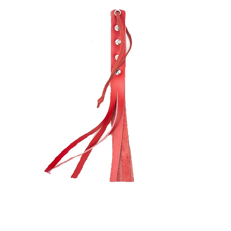 SM adult toy manufacturer spot wholesale red small leather whip spanking prop loose whip flipping plush whip
