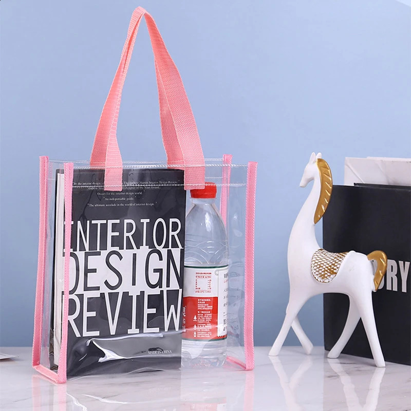 Womens Lightweight Handle Waterproof Transparent Shopping Bag Shoulder Carrying Handbag 241203
