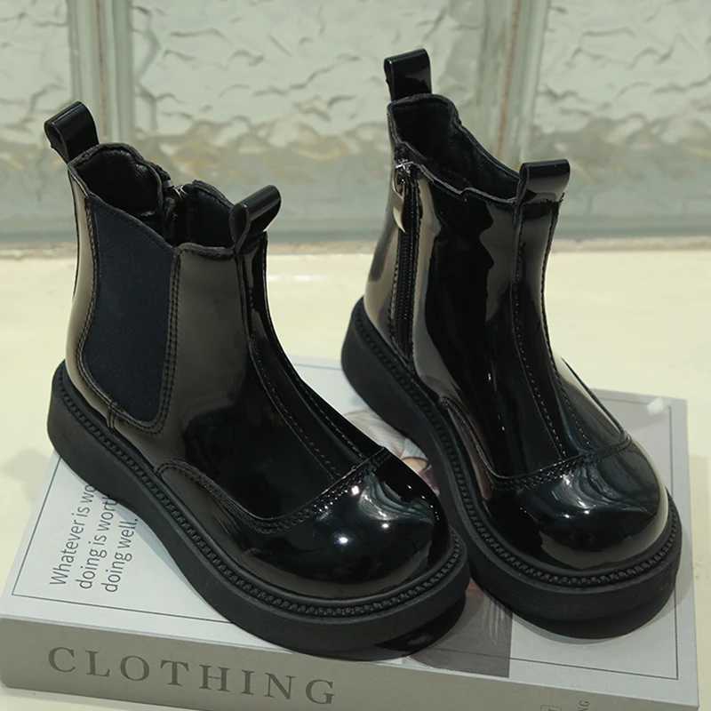 2024 Winter New Children Short Boots for Girls Fashion British Sle Soft Bottom Anti-slippery Versatile Chic Ankle Leather ShoeXJ241206