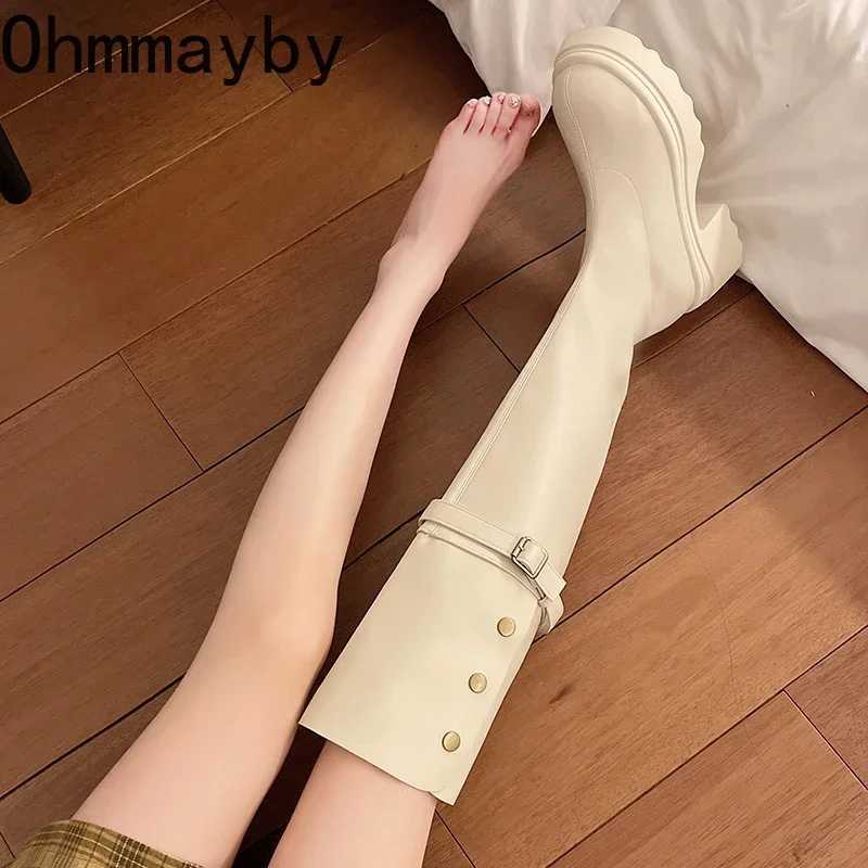 High Quality Autumn and Winter Platforms Knee straps high boots thick sliders high Ccise Lg Botas De Mujer T241206