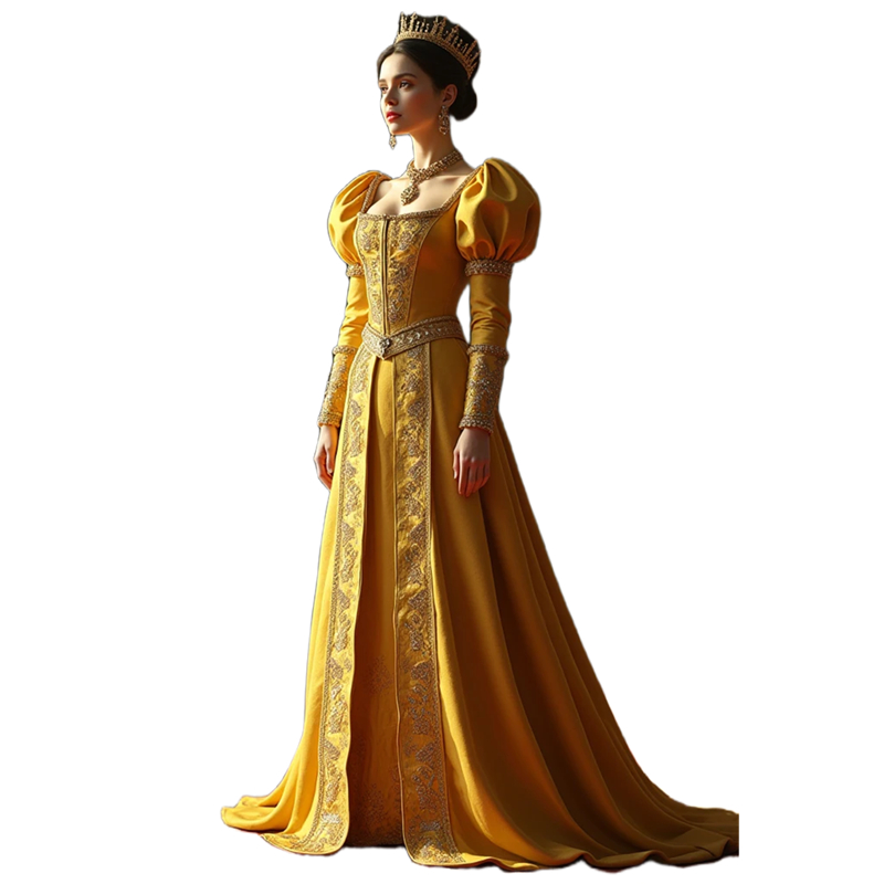 2025 Bright Gold Princess Prom Dresses Long Sleeves Puff Ruched A Line Satin Formal Occasion Gown Lace Appliques Beaded Square Neck Vintage Evening Dr