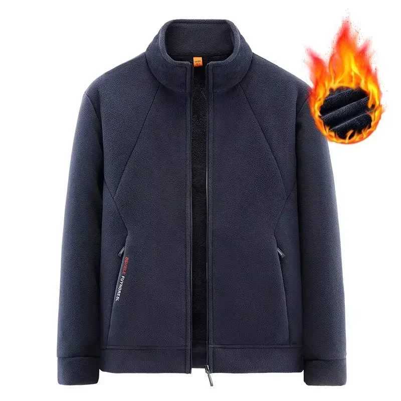 Brand Men Fleece Jacket New Arrival Outdoor Solid Color Mens Winter Jacket Coat Male Black Spring OutwearXJ241206