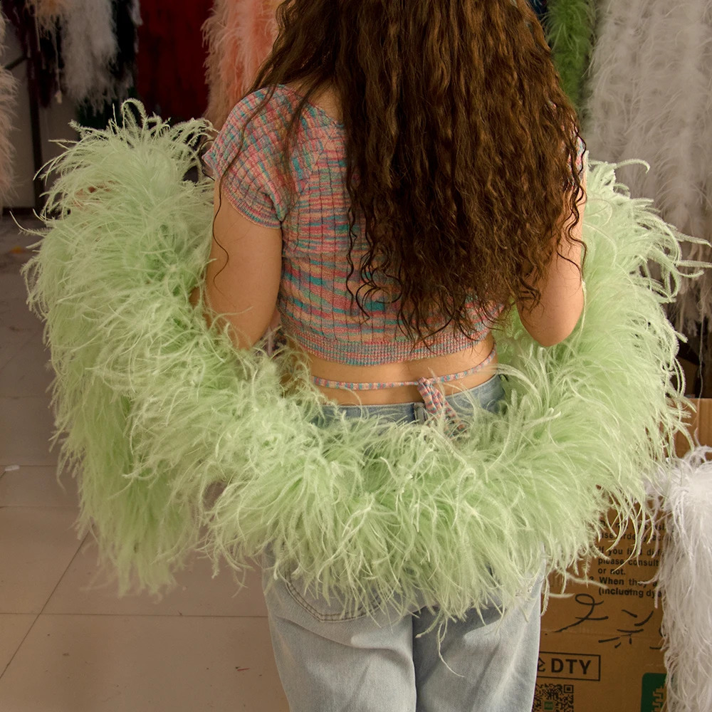 10 Ply High Quality Ostrich Feather Boa 2-meter Natural Ostrich Plumas Decorative Scarf for Clothing Sewing Decoration Boas 241206