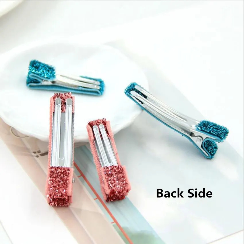 100 pieces of 10 color 3.5cm/5cm flash fork alligator hair clip wholesale childrens metal hair girl bucket DIY hair accessories 241205