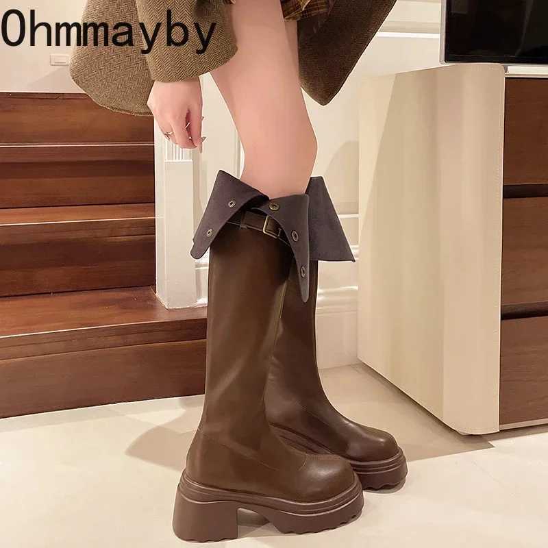 High Quality Autumn and Winter Platforms Knee straps high boots thick sliders high Ccise Lg Botas De Mujer T241206