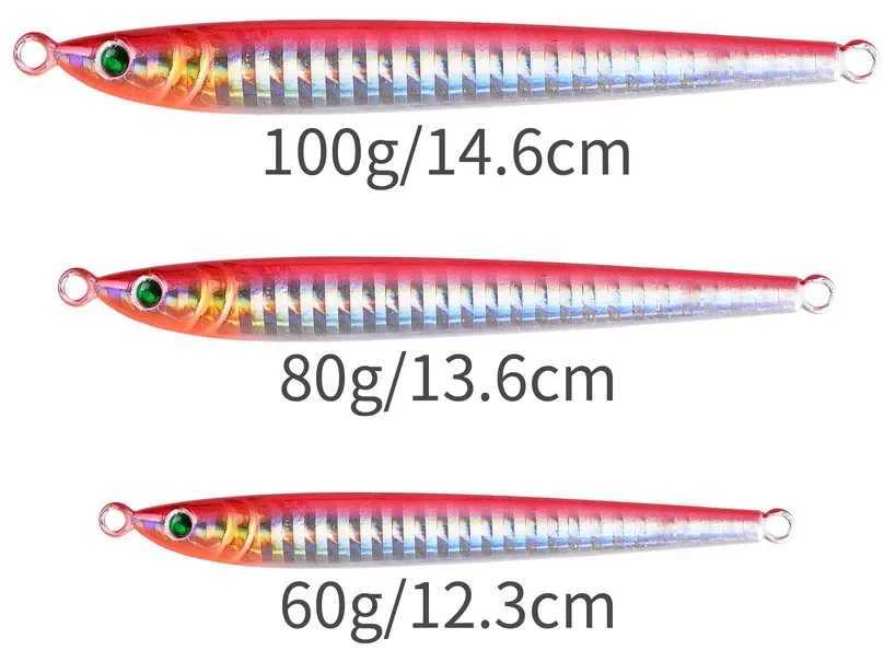1PC Super Long Metal Casting Jig 60G 80G 100G With Hook Shore Drag Cast Jigging Spoon Fishing Lure Artificial Bait TackXJ241128