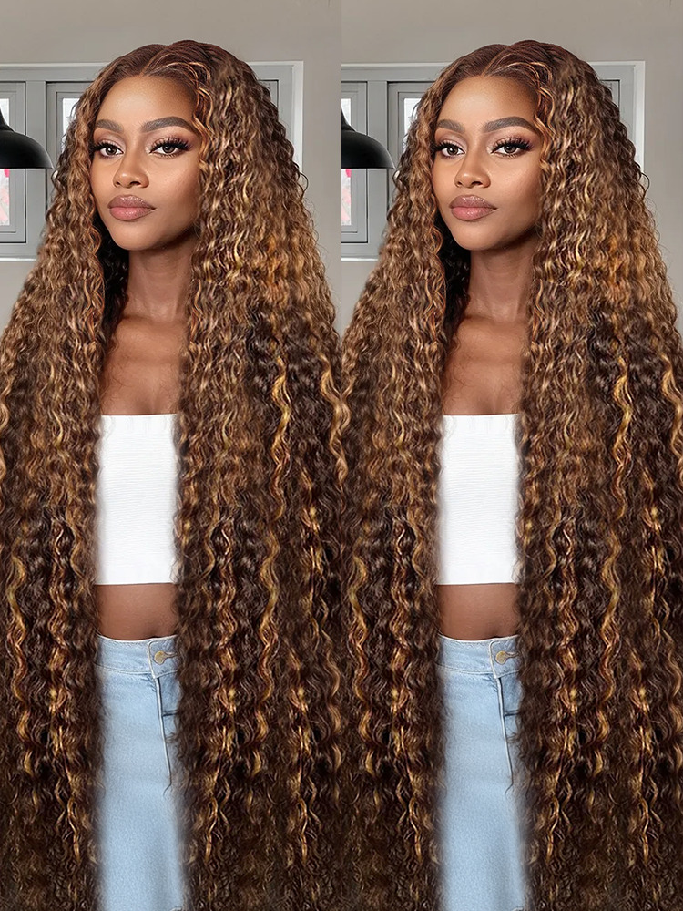 Wave Human Hair Highlight Ombre Honey Blonde 1 3 4 Double Weft Water Curly Bundles