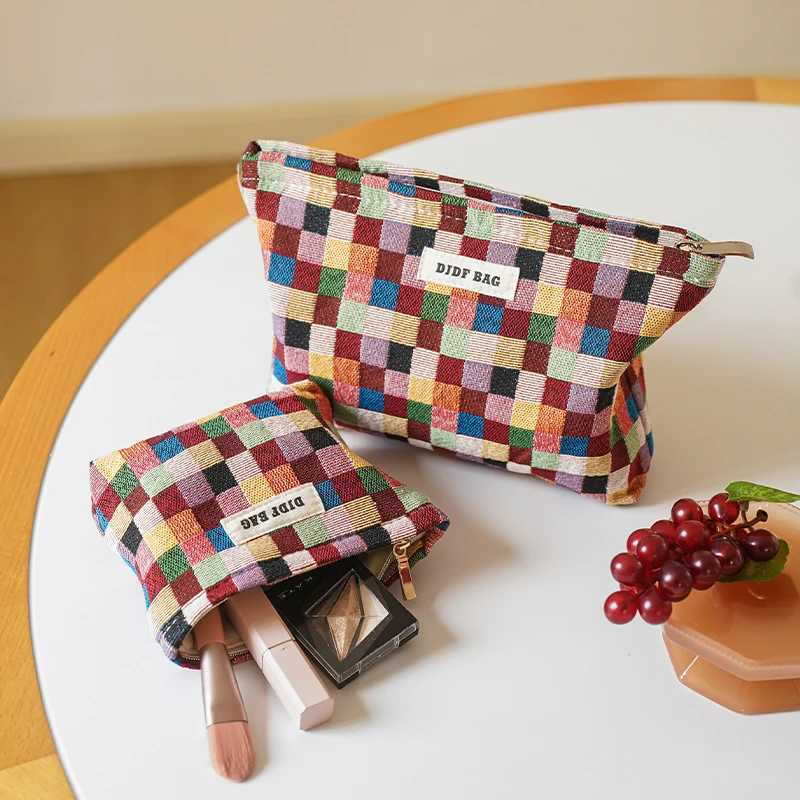 Colorful Checkered Womens Makeup Bag Large Capacity Makeup Lipstick Storage Bag Portable Travel Toiletry Bag Commuter CluhXJ241206