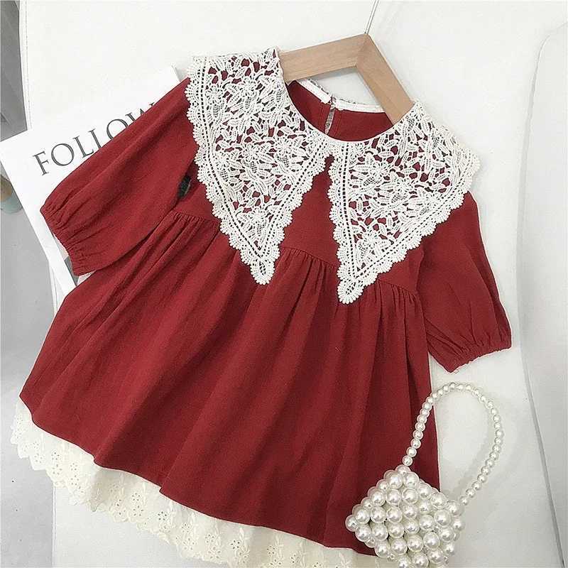 1-6Y Baby Girl Christmas Dress Fashion Autumn Dress Lace Princess Sle Dress Comfortable Fabric Outgoing Par Wear ClothingXJ241206