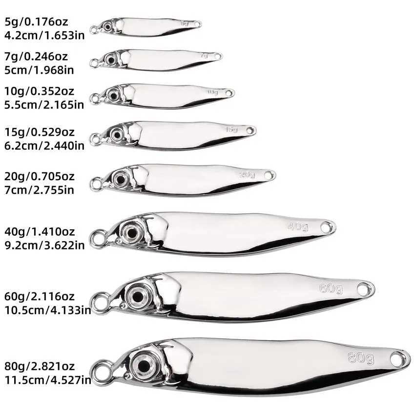 Fishing Lure 7G 10G15G 20G 40G 60G Spoon Metal Lures Spinneait Minnow Sinking Sea Spinner Bait Jig Winter Bass baits Pesca HotXJ241128