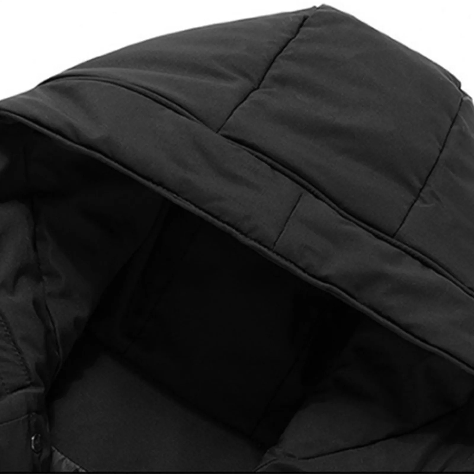 Mens Autumn and Winter Long Down Jacket Solid Color Zipper Pockets Parkas Thicker Warm Casual Cotton Padded Hooded 241205