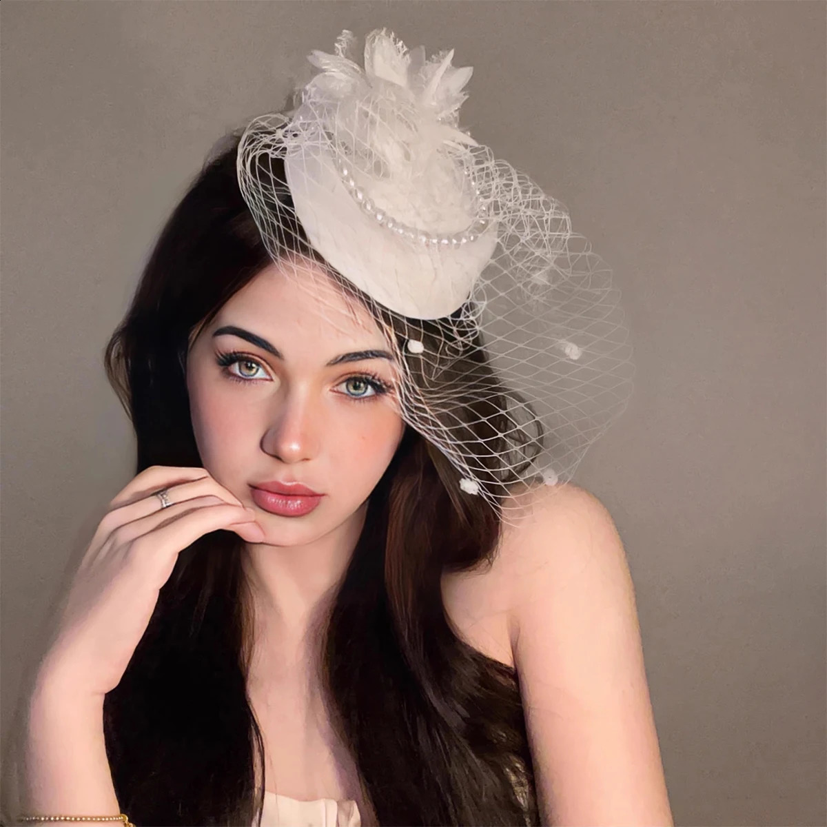 1 womens retro French top hat elegant mesh headdress for evening socialites 241122