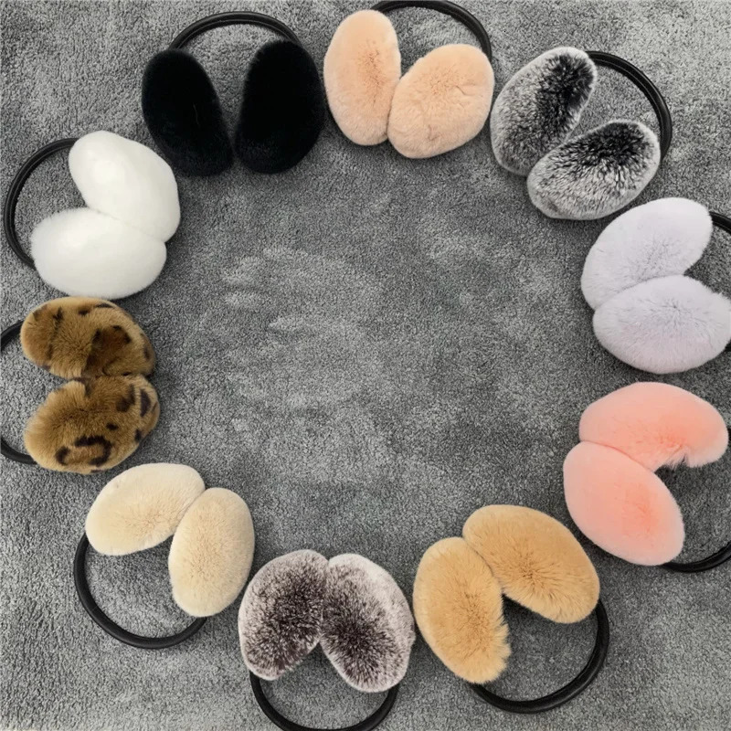 Natural 100% Rex Rabbit Fur Eartips for Women Warm Eartips for Autumn and Winter Warm Eartips for Winter 241205