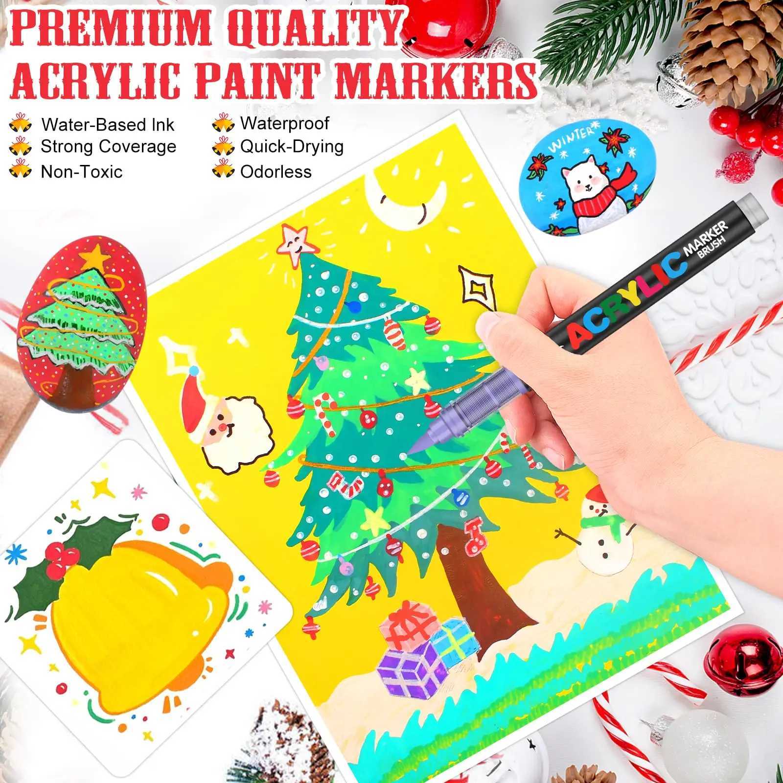 Watercolor Brush Pens 120 Colors Set Acrylic Paint Pens pencil Brush Markers Pen proffesional Rock Painting Stone Ceramic DIY Art Supplies Drawing H24