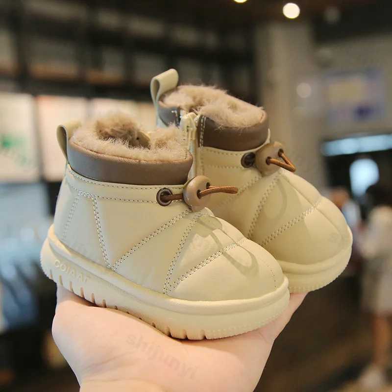 Winter Boots for Baby Boys Outdoor Girls Snow Boots Fashion Elastic Band Plush Children Cotton Shoes Non-slip Kids Casual ShoesXJ241206